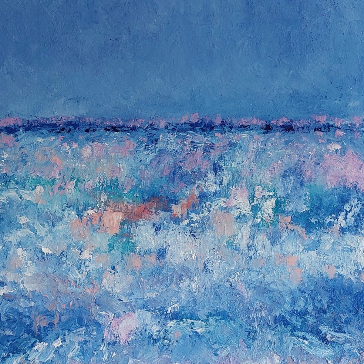 Schilderij Freek Steijsiger - abstract landschap blauw